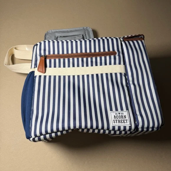 Acorn Street 2 Wine Bottles, 12-Can Soft Insulated Cooler Striped With Pockets - Picture 7 of 12